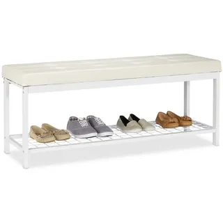 Relaxdays Schuhbank XXL 115 x 40 x 35 cm weiß / weiß