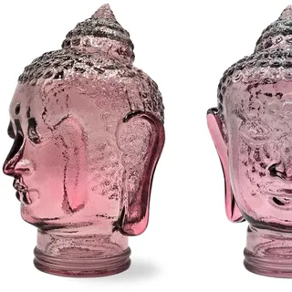 DESIGN DELIGHTS DEKO Buddha Kopf aus Glas | Stilvoller Glaskopf im Thai-Stil für Zuhause, Garten und Büro - Dekoration Designobjekt Geschenk | Farbe: T08 Altrosa