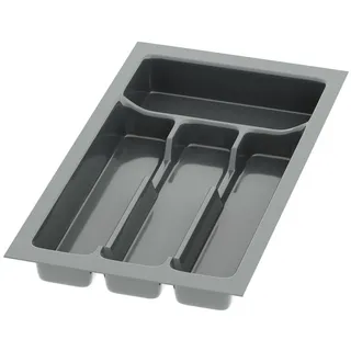 sossai® Besteckeinsatz Divio 23 x 43 cm zuschneidbar 4 Fächer anthrazit Kunststoff