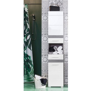 Newroom Hochschrank Shae Hochschrank Sardegna Rauchsilber Modern Badezimmerschrank Badschrank grau|silberfarben