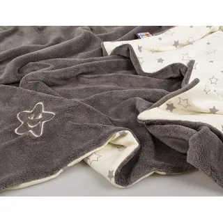 Kaarsgaren Babydecke für den Kinderwagen, leichte Decke für Baby, luftige Babydecke, doppellagige Kinderdecke (Grau Sterne, 70 x 100 cm)