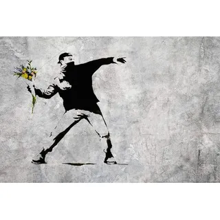 1art1 Banksy XXL Poster Der Blumenwerfer, Graffiti Streetart Plakat | Bild 120x80 cm