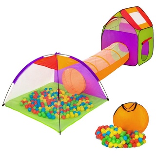 tectake Spielzelt Spielzelt mit Tunnel, 200 Bällen und Tasche bunt 50,00 cm x 50,00 cm x 7,00 cm