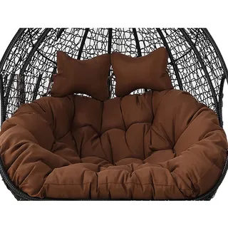Ei Kissen Doppelt hängende Schaukelliege, weiches, tiefes Kissen, 2-Sitzer-Schaukelstuhlpolster for den Außenbereich mit Bändern, vollständig gefüllt, fällt nicht zusammen(Coffee)