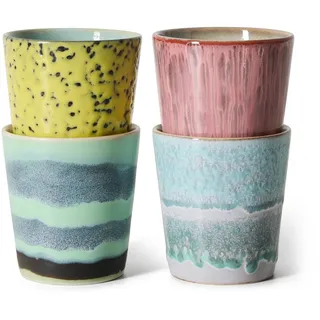 HKliving - 70's Kaffeebecher, 230 ml, artistic (4er-Set)