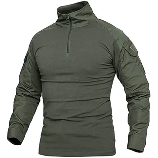 Uugood Combat Flecktarn Tactical Shirt - Military Langarm Camouflage Slim Fit Hemd for Paintball Airsoft Bundeswehr
