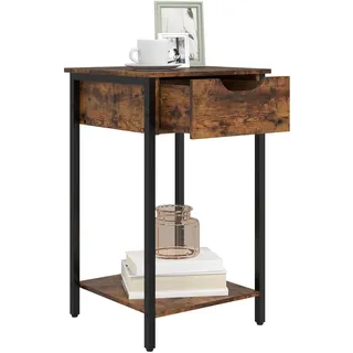 Homcom Beistelltisch im industriell Design Kaffeetisch für Wohnzimmer Schlafzimmer 40 x 40 x 68 cm Rustikales Braun