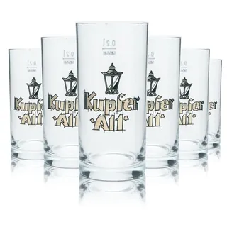 6x Kupfer Altbierglas 0,2l Stange Willi Becher Kölsch Gläser Set Brauerei Köln - Transparent