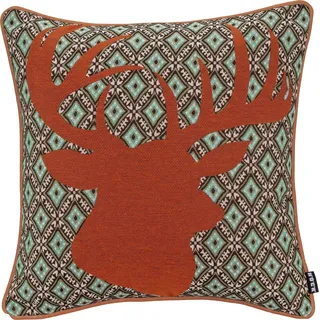 Dekokissen H.O.C.K. "Harry Hirsch", braun (braun, terra, gemustert), B:45cm H:10cm L:45cm, Baumwolle, Polyester, Dekokissen_Sitzkissen_Kissenhüllen, im modernen Landhausstil, Wendekissenhülle mit Füllung, 1 Stück