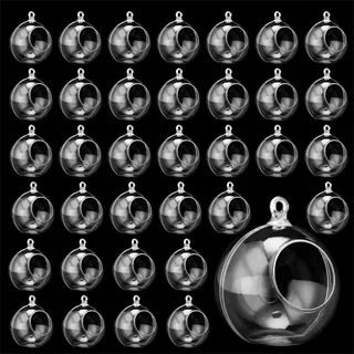 FAAING 40 Stück 90mm Acrylkugeln zum Befüllen, Plastik Kugeln Durchsichtig Acrylkugeln mit Öffnung, Kunststoffkugeln Weihnachtskugeln Transparent für Weihnachten Halloween Hochzeit Hängend Deko