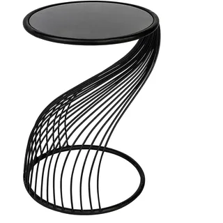 Casablanca modernes Design Beistelltisch Ray - rund - Glas und Metall - schwarz - Höhe 53cm x Ø 39cm - Couchtisch