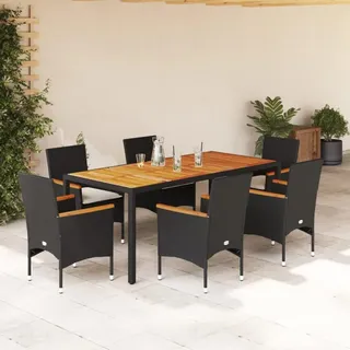 Festnight Rattan Gartenmöbel Set 6 Personen Terrassenmöbel Außen Gartenmöbel Set 6 Stühle mit Tisch Sitzgruppe Outdoor Gartentisch mit Stühlen Set Garten Essgruppe Gartengarnitur