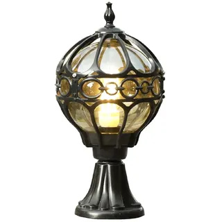 Mengjay Sockelleuchten Außen Retro Wegeleuchten, Aluguss Ball Glas Lampenschirm Garten Pfad Rasen Light, Aussen Kugel Antik 220V Wasserdichte IP23 Säulenlicht, Terrasse Landschaft Hof Außensäulenlicht