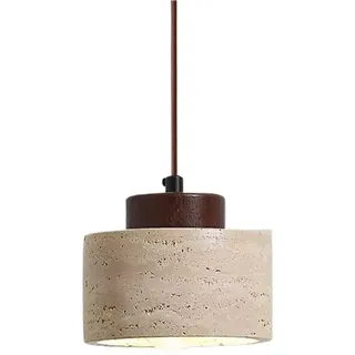 LYOUAE Modern Hängeleuchte Mini-Pendelleuchte aus gelbem Travertin, Moderne Naturstein-Pendelleuchte, Kücheninsel-Hängeleuchte aus Holz(Walnut Short)