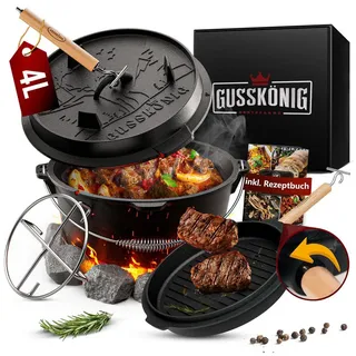 GUSSKÖNIG Grilltopf GUSSKÖNIG Dutch Oven Set 4L, 6L, 8L, 11L,mit praktischem Deckelheber 4 l
