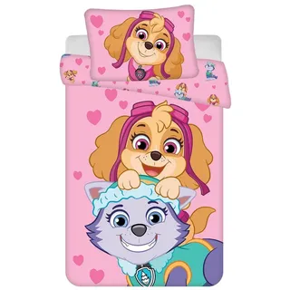 Jerry Fabrics Baby Kinder Bettwäsche Set : Bettdeckenbezug 100x135 cm & Kissenbezug 40x60 cm Wendemotiv Paw Patrol 100% Baumwolle für Mädchen