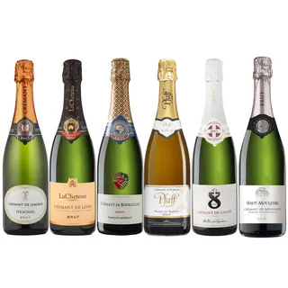 La Grande Vinothèque - Crémant Probierpaket 6er Set - Französischer Sekt Sortiment: Alsace, Loire, Savoie, Bordeaux, Bourgogne, Limoux, Methode Traditionnelle (6 x 0.75 l)