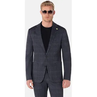 Anzug BENVENUTO. "BENVENUTO. Anzug", Herren, Gr. 110, N + S Gr, blau (stimmungsblau), Obermaterial: 61% Polyester PES. 35% Viskose CV. 4% Elasthan EL., kariert, slim fit, Anzüge, mit klassischem Reverskragen