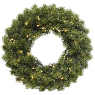 Everlands Winnipeg Kranz Grün beleuchtet, 40 cm warm weiß, batteriebetrieben