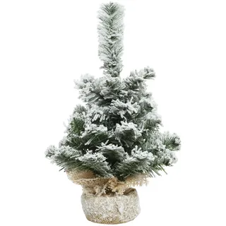Christmas Decorations Mini Weihnachtsbaum im Jutesack Grün/Weiß 45 cm