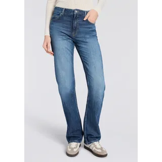 Boss Straight-Jeans BOSS ORANGE "ADA HR 13.0 Premium Damenmode", Damen, Gr. 30, Länge 30, dunkelblau 402, Denim/Jeans, Obermaterial: 100% Baumwolle, unifarben, straight fit lang, Jeans Straight-Jeans, High Rise, locker geschnitten