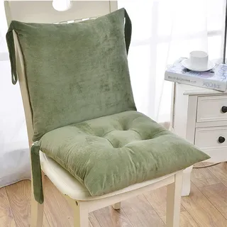 Hoowarm Stuhlauflage Samt Küchen mit Rückenteil Outdoor Indoor Sitzkissen Stuhlkissen mit Bänder Rutschfestes für Garten,Bürostuhl, Esszimmerstühle Niedriglehner Sitzpolster(4,40x40cm/16x16in)