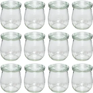 Weck Tulpenformgläser 220 ml 4er Karton (Gläser in Tulpenform, optimal für Nachspeißen, mit 60 mm RR-Deckel) 619, Durchsichtig