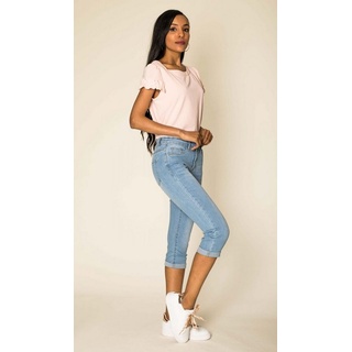 Nina Carter Caprihose Capri Jeans Shorts Stretch Skinny 3/4 Bermuda Kurze Hose Weich (1-tlg) 3204 in Hellblau blau XXL (44)