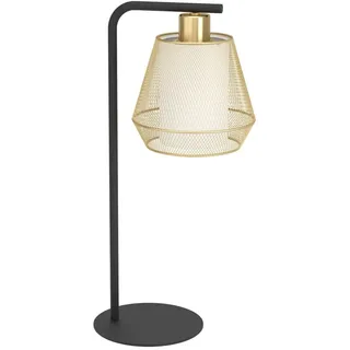 EGLO Tischlampe Ciudadela, elegante Nachttischlampe, Tischleuchte aus Metall in Messing und Textil, für Wohnzimmer und Schlafzimmer, E27 Fassung