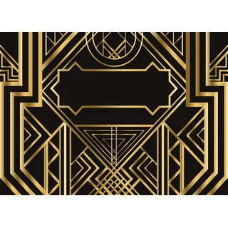 BELECO 3x2.5m Stoff Gatsby Foto Hintergrund Great Gatsby Schwarz Gold Goldenes Banner Roaring 20s Gatsby Thema Party Deko Geburtstag Requisiten