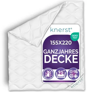 KNERST Mikrofaser Ganzjahresdecke 155x220, atmungsaktiv, Made in EU | Ausgewogenes Schlafklima, weiche Mikrofaserfüllung, atmungsaktiv, temperaturausgleichend, waschbar, allergikergeeignet
