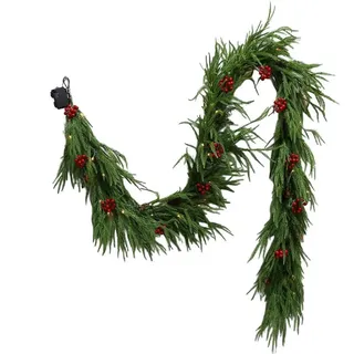 Kunstgirlande Weihnachtsgirlande mit Beleuchtung Innen Außen Grün Weihnachtsdeko, Coonoor, Künstlicher weihnachtsgirlande für Treppen Kamin Haustür Girlande 100 cm