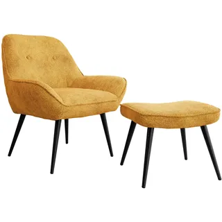 Mirjan24 Ohrensessel Zorto Muz 50 x 89 x 73 cm Gelb mit Hocker