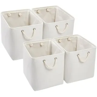 LuxusKollektion Aufbewahrungskorb Aufbewahrungsbox Stoff 33x38x33 Korb Schrank Regal 4 Pack Weiß weiß