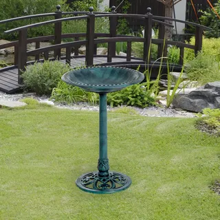 Vogeltränke, Vogelbad Mit Ständer, Vogelbecken Höhe 69,5 M Für Garten, Grün