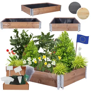 MODO24 Hochbeet Holz mit Noppenfolie, Blumenkasten20x120x80 cm, Braun