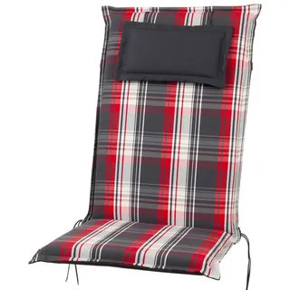 Sun Garden Hochlehnerauflage Hochlehner Donau 90541-700 rot-anthrazit kariert 119x50x7 cm SunGarden, (1 St) rot