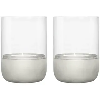 Blomus Windlichtset Calma, Klar, Greige, Glas, Stein, 9.5 cm, Glaseinsatz, Dekoration, Windlichter & Laternen, Windlichter