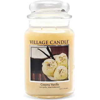 Village Candle 106326302 cremige Vanille große Duftkerze, 737 g, Glas, beige, 10.8 x 10.1 cm