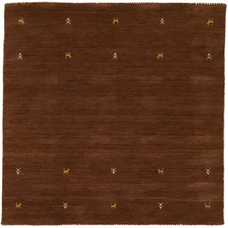 carpetfine Wollteppich Gabbeh Uni Quadratisch Braun 250x250 cm | Moderner Teppich für Wohn- und Schlafzimmer