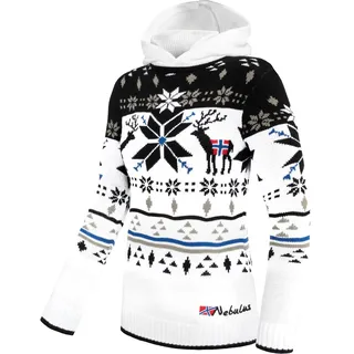 Nebulus Damen Pullover NORJAN, Warmer Hoody, schicker Pullover im Norweger-Style, weiß - M/38 - M