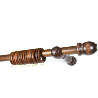 TENDAGGIMANIA Gardinenstange aus Holz für Gardinen schlafzimmer Wohnzimmer - Farbe: Walnuss - Länge 300 CM- Vorhangstange Durchmesser 35 mm, manuelle Bewegung, komplett mit allem Zubehör