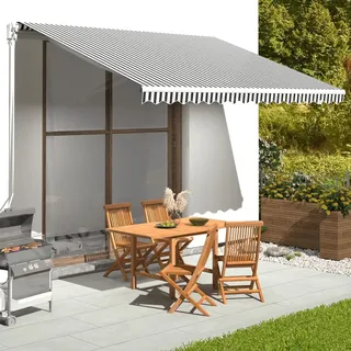 Markisenbespannung Anthrazit und Weiß UV-Schutz, wasserdicht, Sonnenschutz, geeignet für Garten, Veranda, Pergola, Rasen, Balkon, Terrasse, Markise 4x3 m