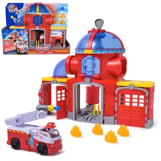 Spin Master PAW Patrol Fire Rescue - Feuerwehr-Station Spielset mit Geschoss-Abwurf, Licht- und Soundeffekten, inkl. Marshall Hundefigur und Feuerwehr-Fahrzeug