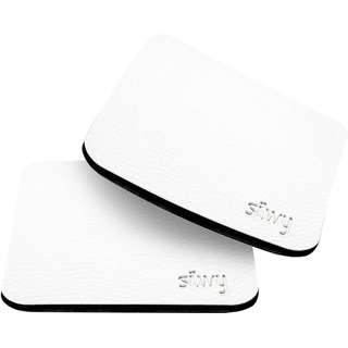 silwy® Metall-Nano-Gel-Pads White in Leder-Optik für standsichere und rutschfeste Magnet-Gläser – abwaschbar, wiederverwendbar und rückstandslos ablösbar (2er Set)