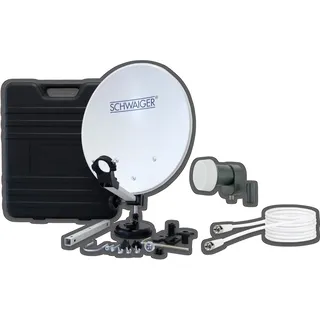 Schwaiger Camping SAT Set 35cm Hellgrau Single LNB