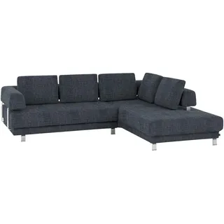 Stylife Ecksofa, Dunkelblau, Metall, Uni, 5-Sitzer, Füllung: Polyurethan (Pur), L-Form, Ottomane rechts, 277x235 cm, Goldenes M, Typenauswahl, Fußauswahl, Stoffauswahl, seitenverkehrt erhältlich, Hocker Rücken echt, individuell planbar, Wohnzimmer, Sofas & Couches, Wohnlandschaften, Ecksofas