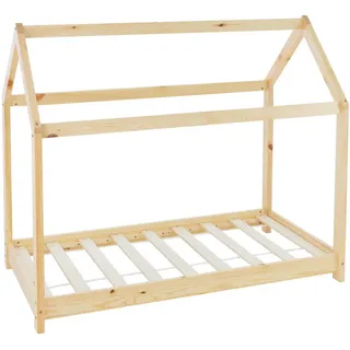 ML-Design Kinderbett Hausbett 70 x 140 cm Kiefer natur beige