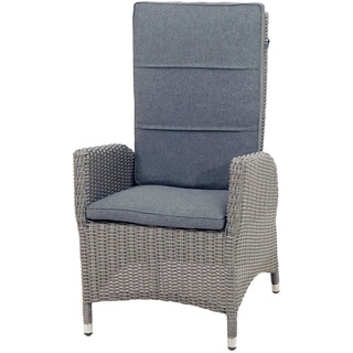 Ploß Vigo Dining-Sessel, stahlgrau-meliert, Polyrattan, 60x68x111cm, Rücken stufenlos verstellbar
