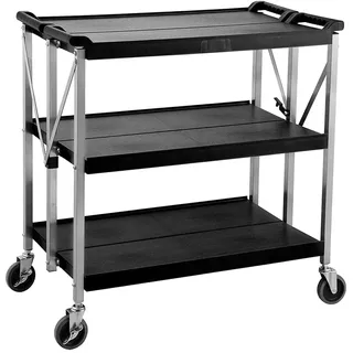 GGM Gastro | SWKH83 | Servierwagen - klappbar - aus Kunststoff 880x500mm- mit 3 Abstellflächen
